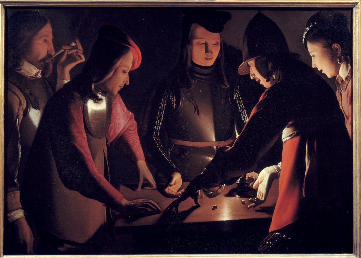 A játékosok. Georges De La Tour festménye (1593-1652) alkotó: Georges de La Tour