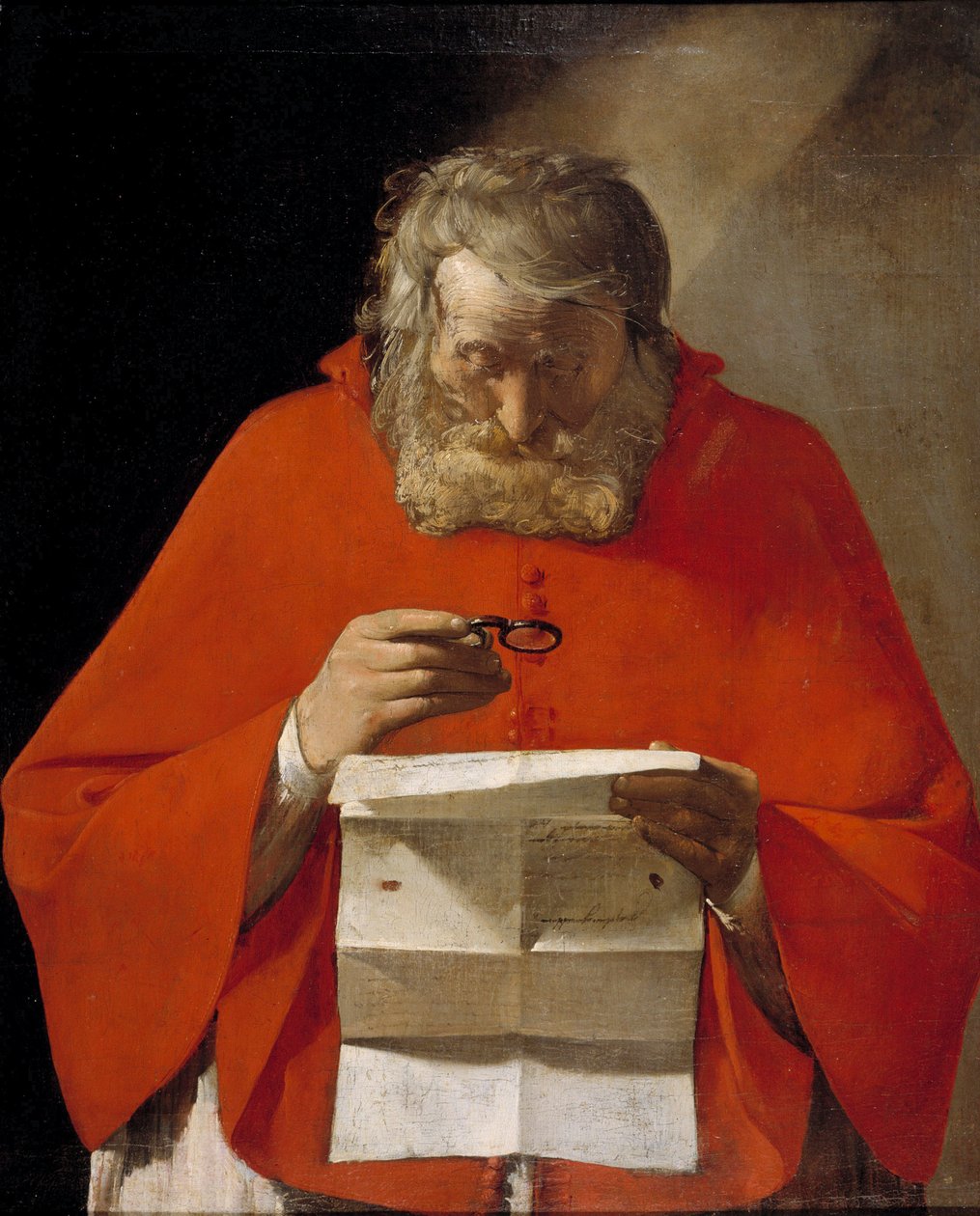 Szent Jeromos levelet olvas – Olaj, vászon, Georges de La Tour (1593-1652), c1628-1629 – Museo del Prado, Madrid alkotó: Georges de La Tour