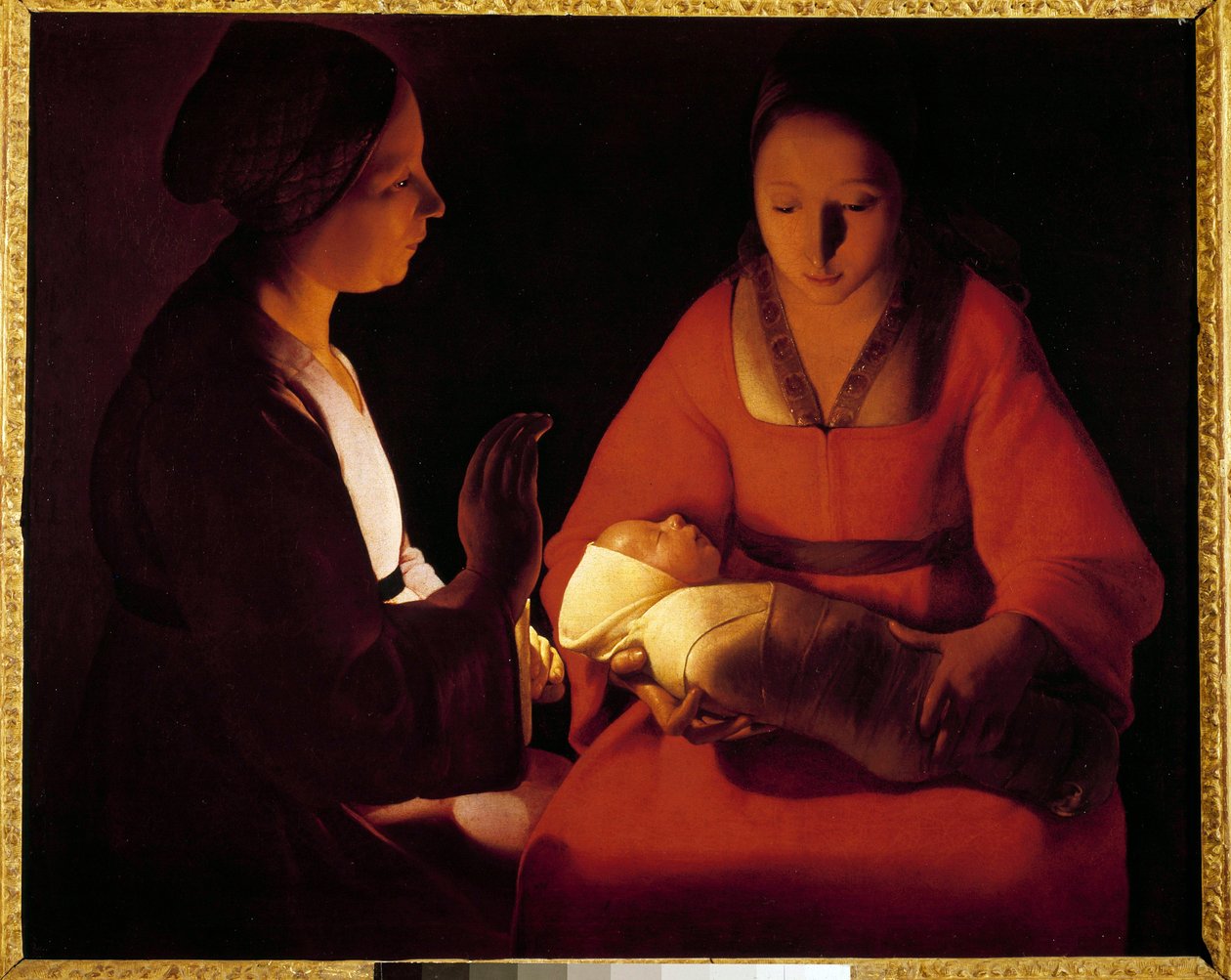 Az újszülött gyermek (The New Born Child). Georges De La Tour festménye (1593-1652) alkotó: Georges de La Tour