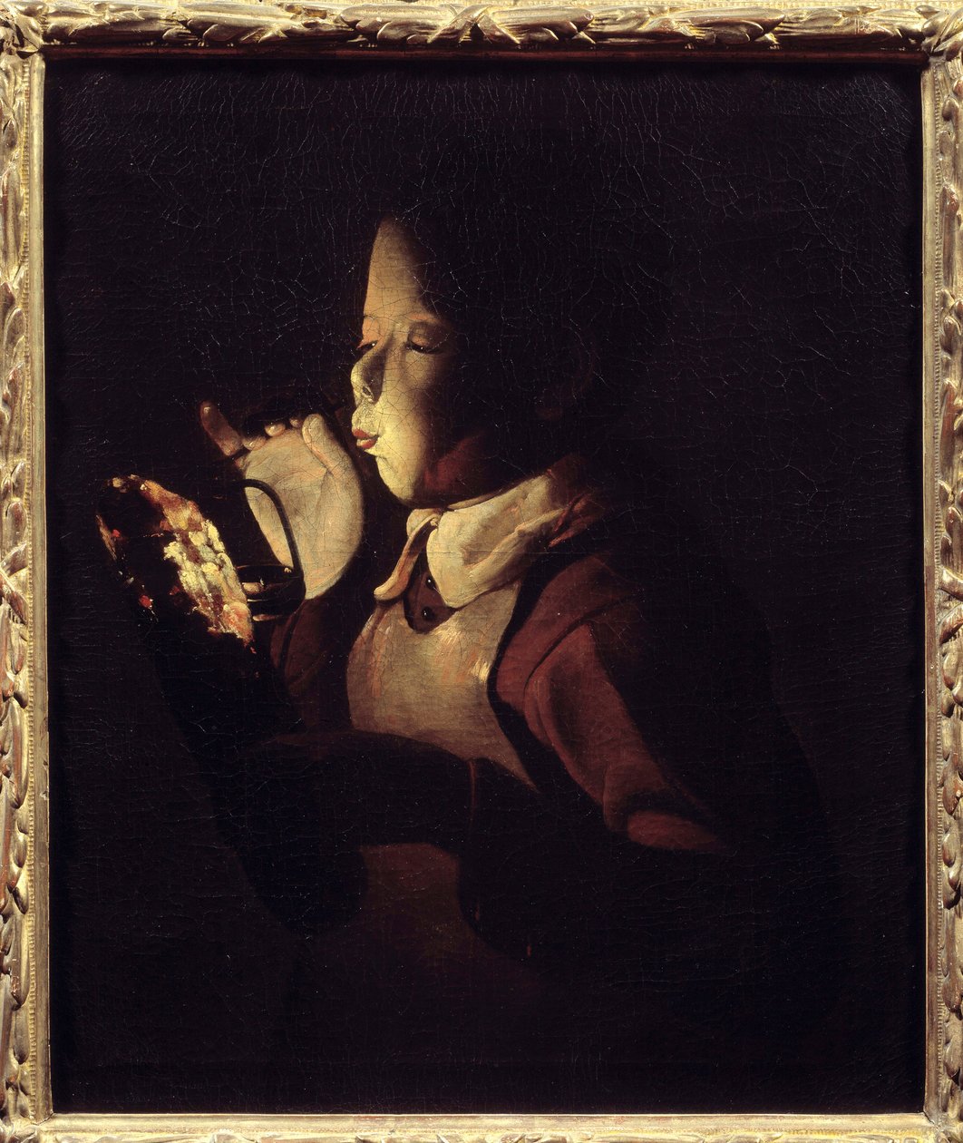 A fúvónál van a lámpa. Georges De La Tour festménye (1593-1652) alkotó: Georges de La Tour