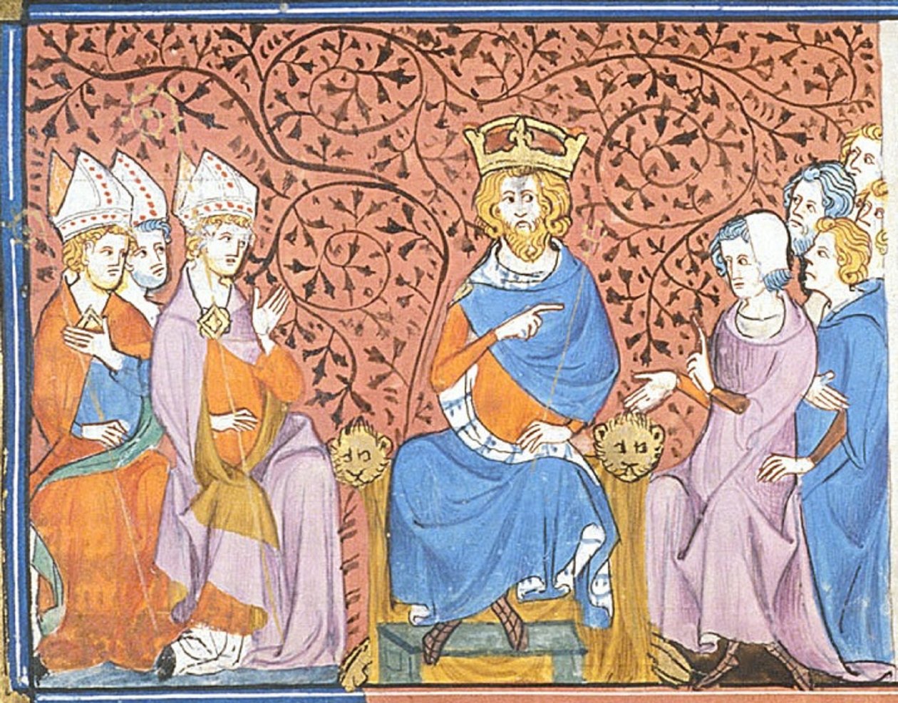 Nagy Károly a tanácskozáson, a Chroniques de France ou de St Denis című könyvből, 14. század (22702883582) alkotó: Georgia Levan Ramishvili from Tbilisi