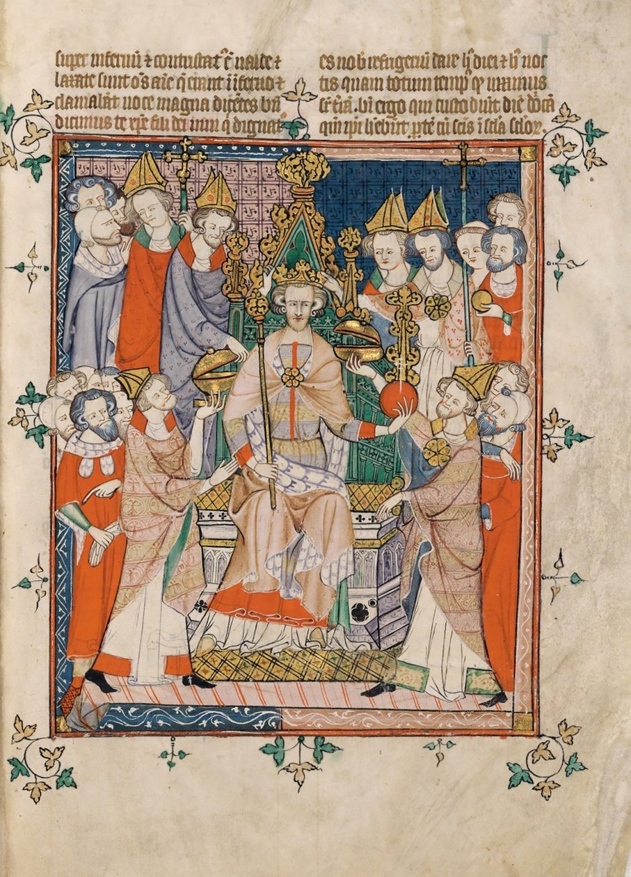 II. Edward koronázása az Apokalipszisből, Visio Sancti Pauli, MS 020, Corpus Christi College, Cambridge, 1300-25 (28252729249) alkotó: Georgia Levan Ramishvili from Tbilisi