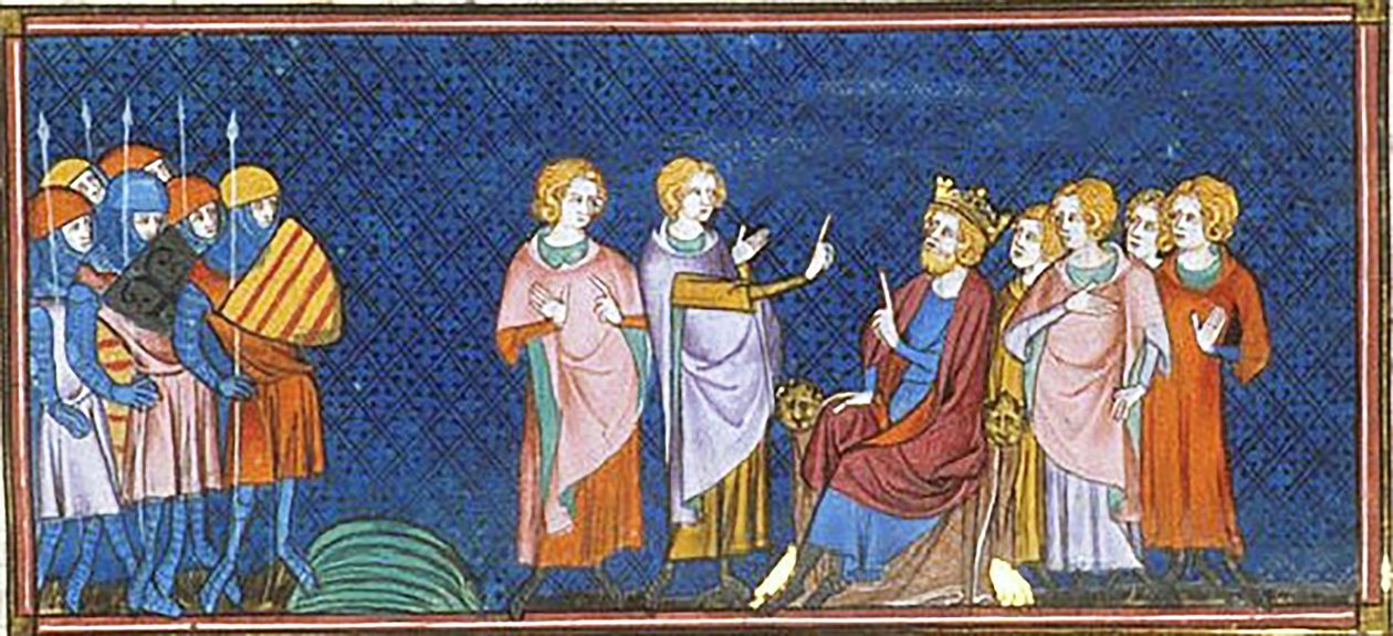 I. Henrik angol király francia követeket fogad Gisors közelében, Saint-Denis-i krónikák, 1332-50 (38750784602) alkotó: Georgia Levan Ramishvili from Tbilisi