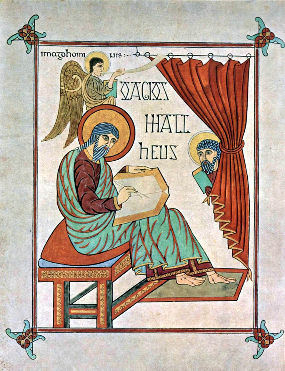 Máté evangélista, Lindisfarne-i evangéliumok, Kr. u. 700 körül (22554486979) alkotó: Georgia Levan Ramishvili from Tbilisi