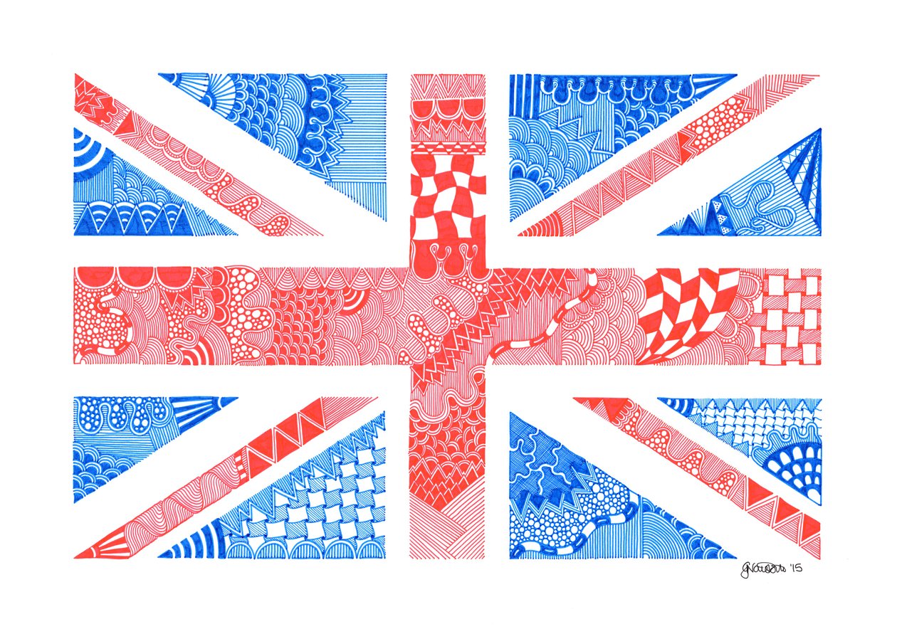 Union Jack, 2015 (tinta, bristol karton) alkotó: Georgina Naisbitt