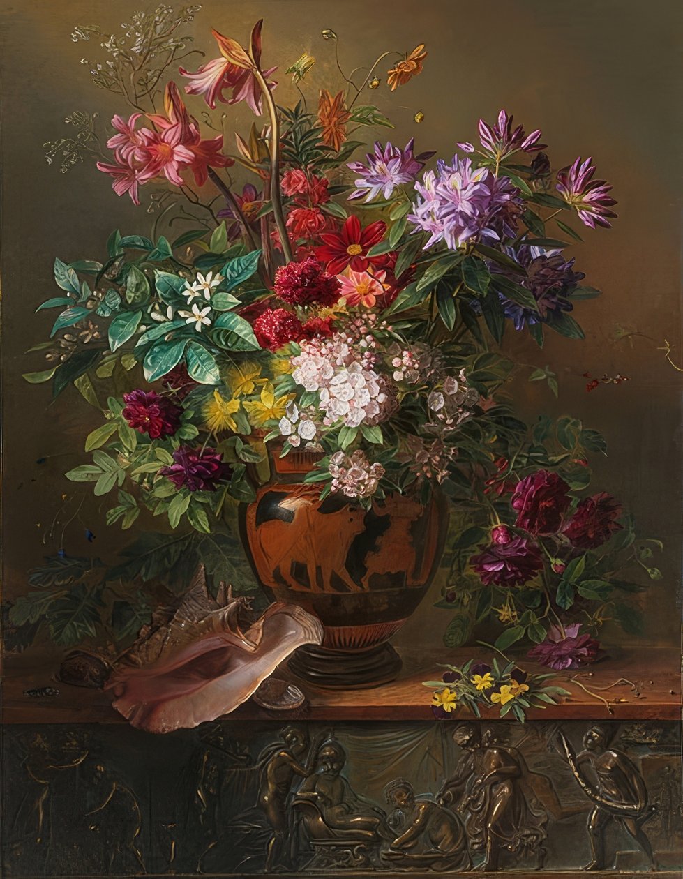 Csendélet virágokkal görög vázában: A tavasz allegóriája. 1817 alkotó: Georgius Jacobus Johannes van Os