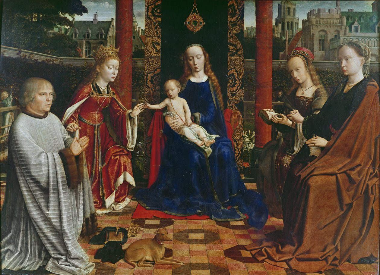 Szűz és gyermek a szentekkel és adományozóval, 1523 (olaj tölgyre) alkotó: Gerard David