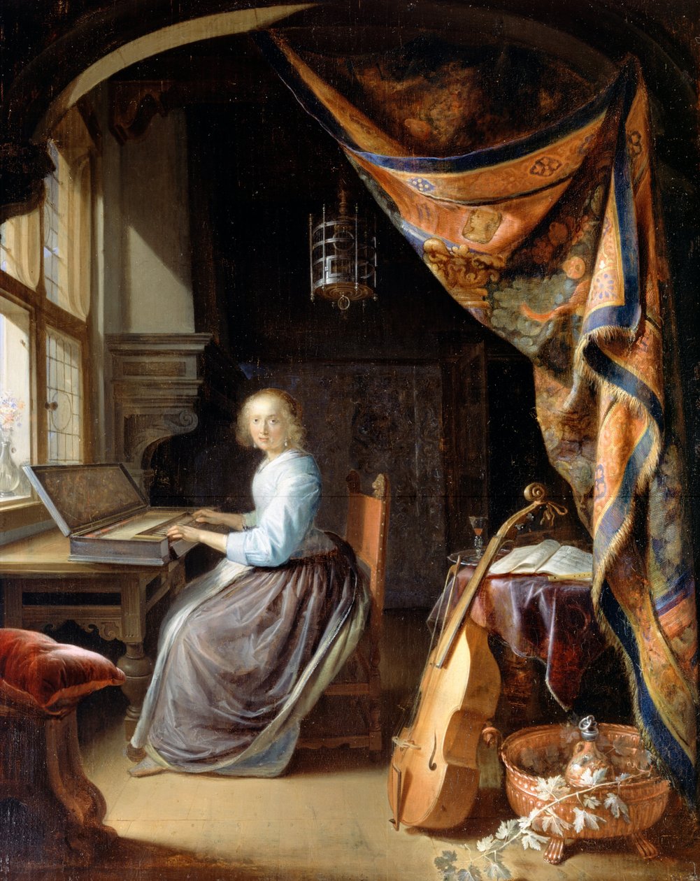 Egy asszony, aki klavikordot játszik alkotó: Gerrit Dou