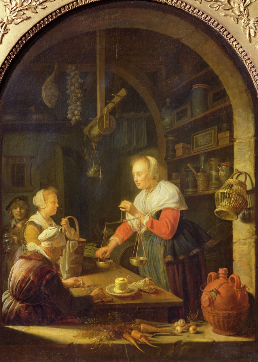 A falusi élelmiszerbolt, 1647 alkotó: Gerrit Dou