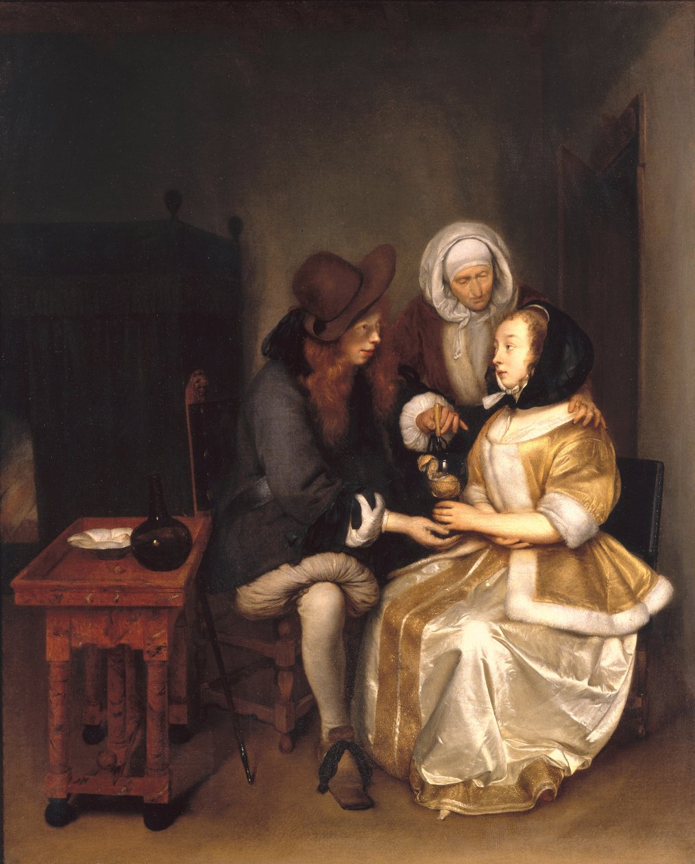 Egy belső tér egy párral és egy beszerzéssel: A pohár limonádé alkotó: Gerard ter Borch