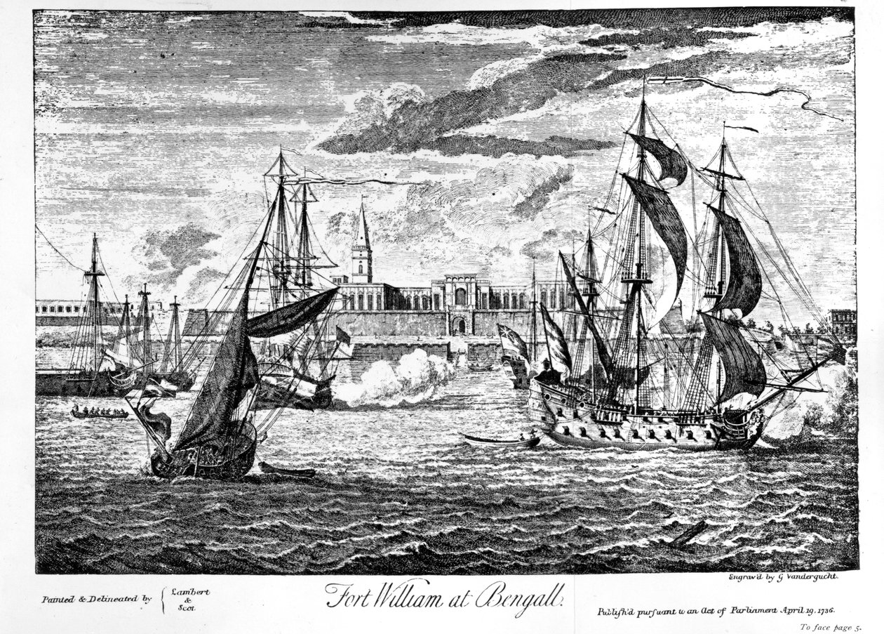 Fort William Bengallban, 1736 alkotó: Gerard Vandergucht