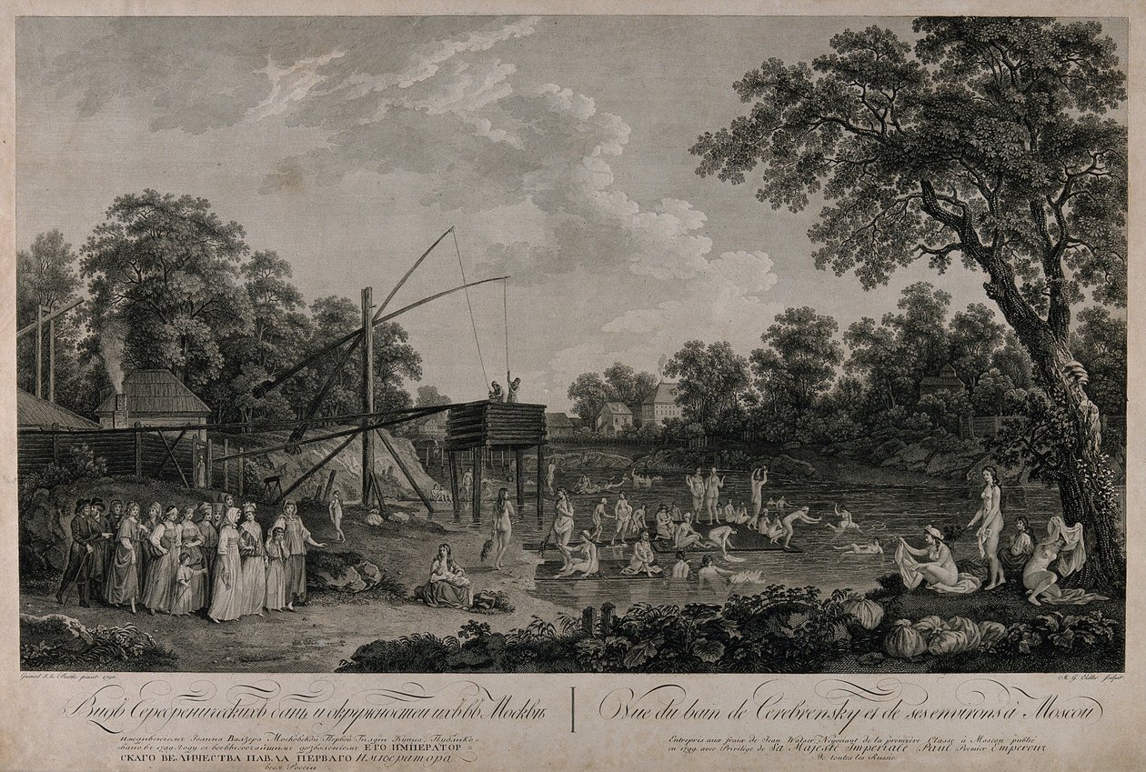 Kilátás a moszkvai Szerebryanicseszkaja fürdőházakra, 1796. alkotó: Gerard Barthe de la
