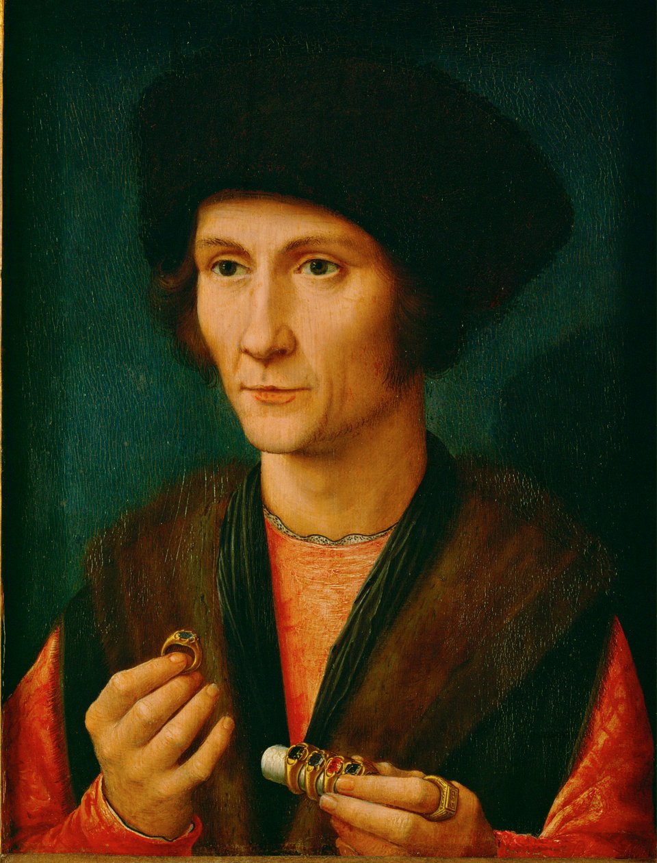 Egy aranyműves, talán Jacques Cnoop, Gerard David apósa ... (olaj, tölgyfa) alkotó: Gerard David