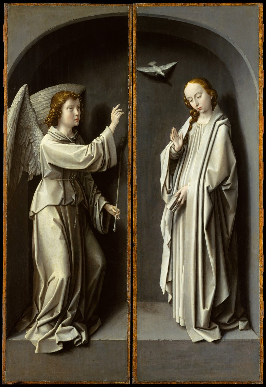 Gábriel arkangyal, A Szűz Angyali üdvözlet, kb. 1510. alkotó: Gerard David