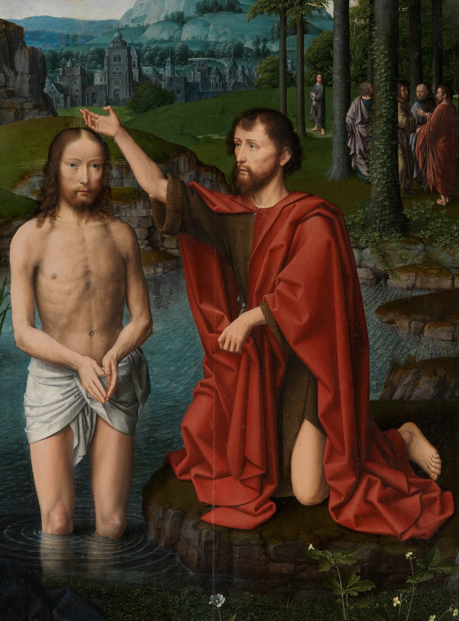 Részlet a Krisztus megkeresztelkedésének központi táblájáról, 1502-2008 körül (olaj, tábla) alkotó: Gerard David