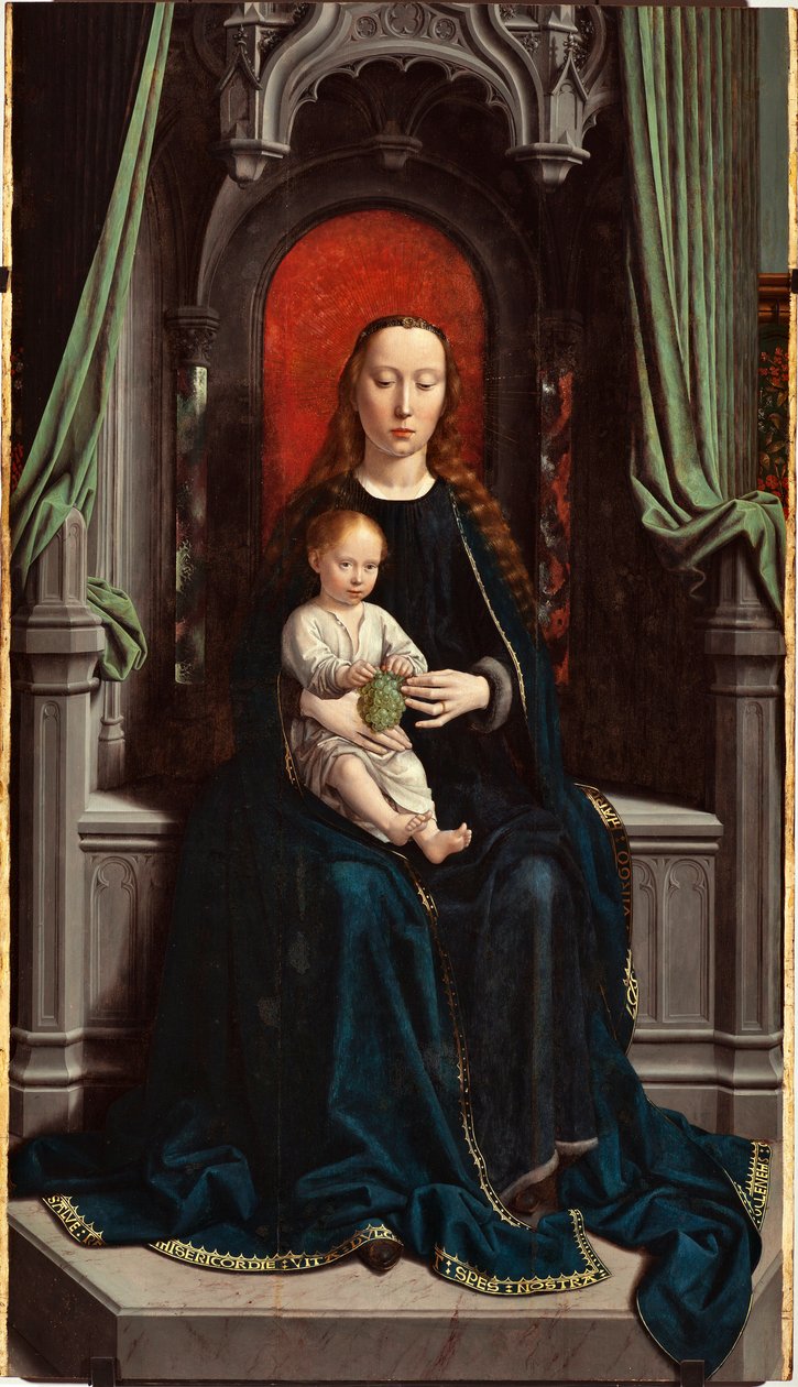 A trónoló Madonna gyermekkel vagy Szőlő Madonna, a Cervara-oltárkép központi táblája alkotó: Gerard David