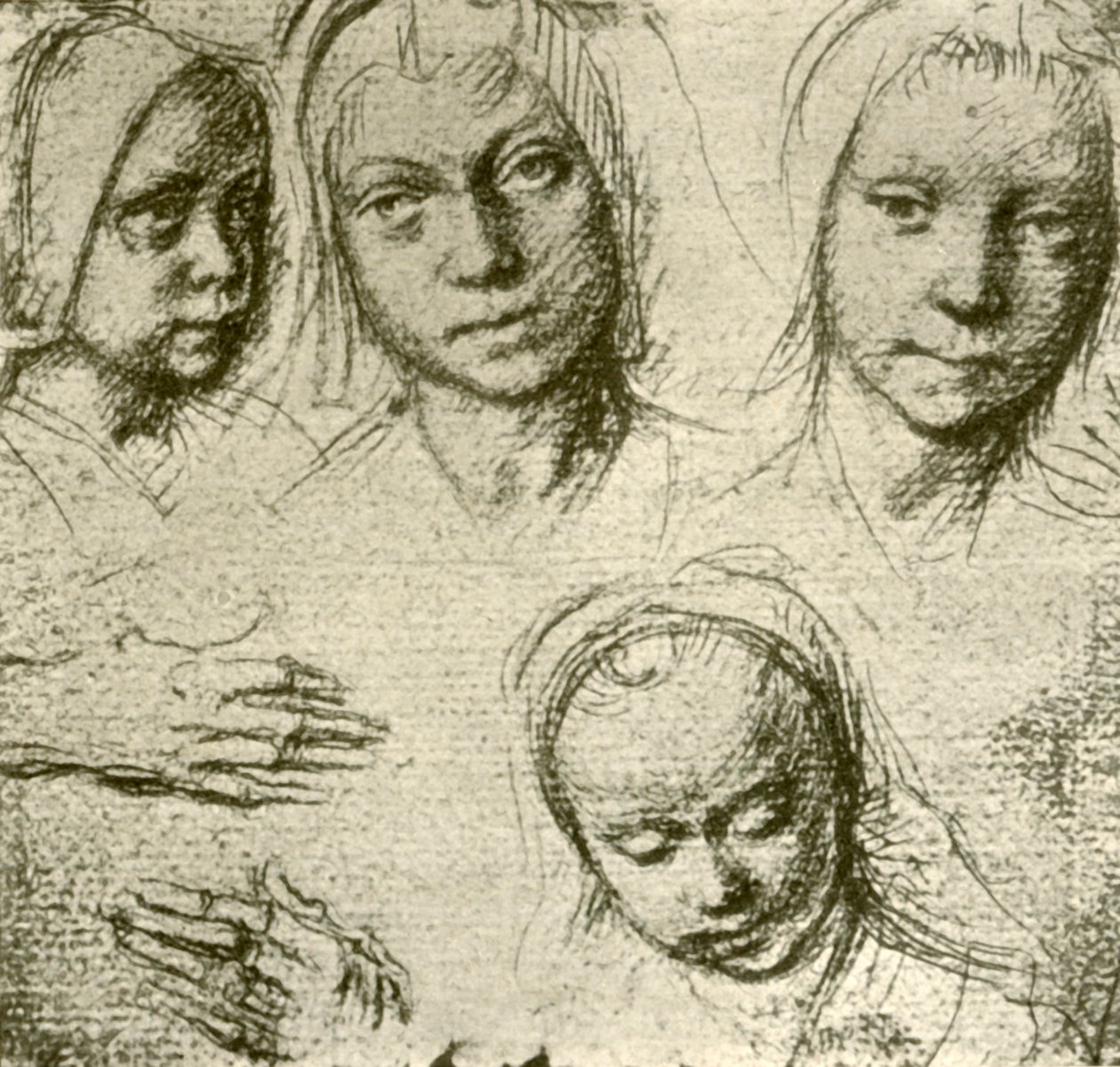 Egy fiatal lány négy feje és két kéz, c1500-1505, 1908. alkotó: Gerard David