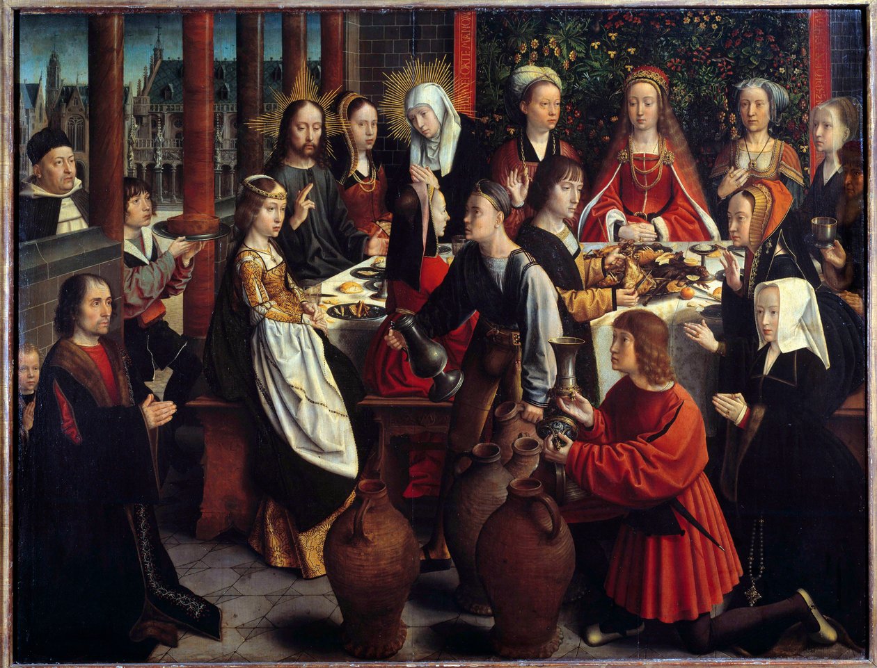 A kánai menyegző A víz csodája borrá változik egy lakodalmon, amelyre Jézus és Mária meghívást kap. Gerard David (1460-1523) festménye V. 1x1,28 m alkotó: Gerard David