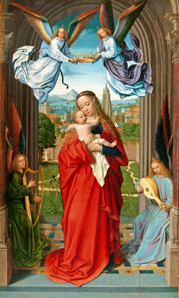 Szűz és gyermek négy angyallal, 1510-1515 körül (olaj, fa) alkotó: Gerard David