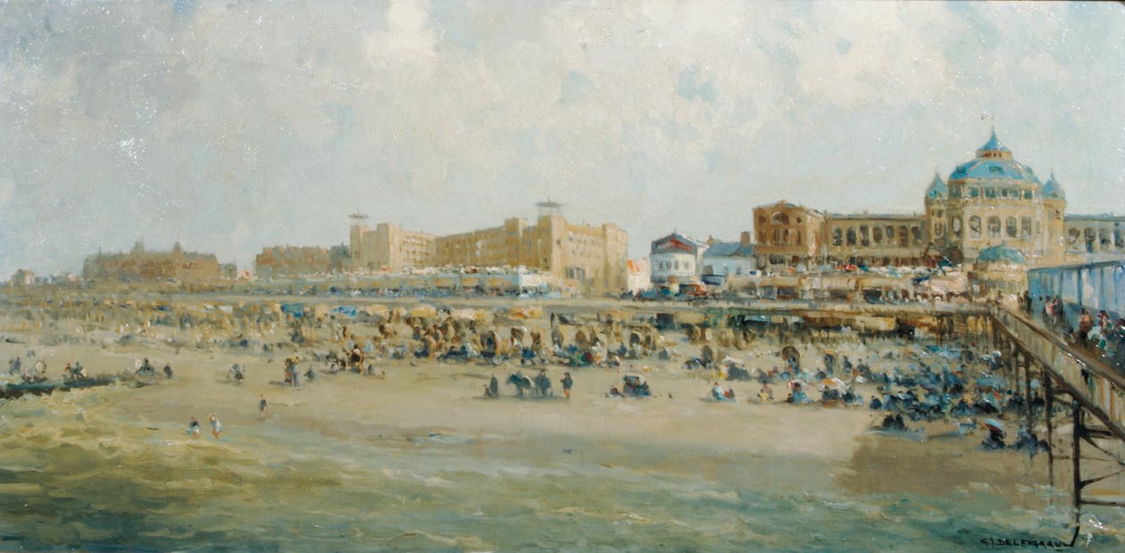 Egy nyári nap a scheveningeni strandon a Kurhaus mellett (olaj, vászon) alkotó: Gerard Delfgaauw