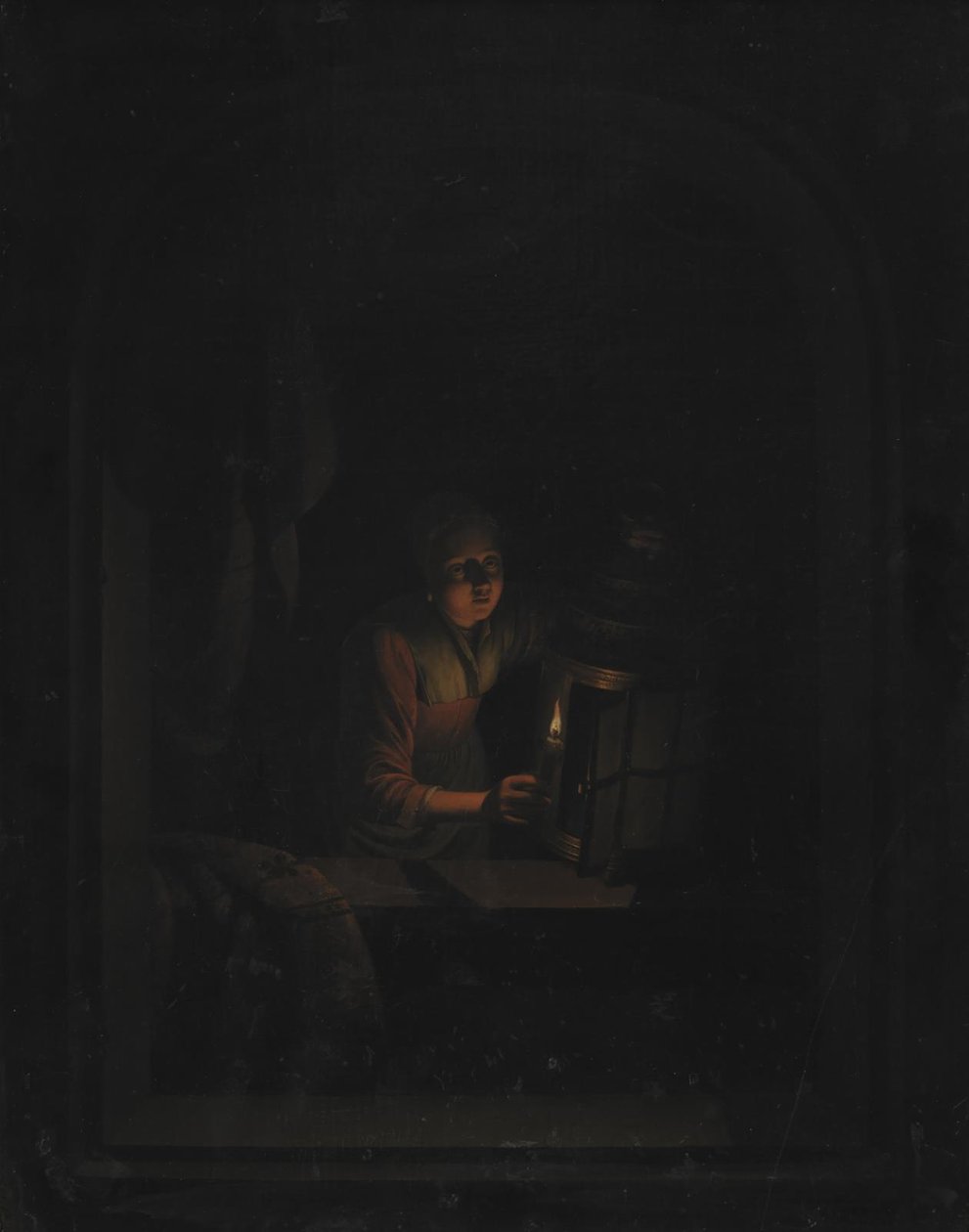 Lány egy gyertyával alkotó: Gerrit Dou
