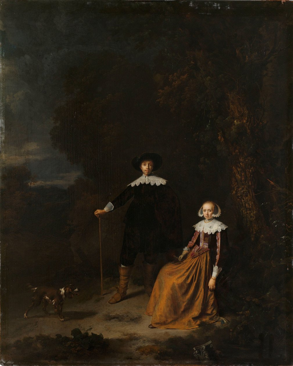 Egy pár portréja a tájban alkotó: Gerrit Dou