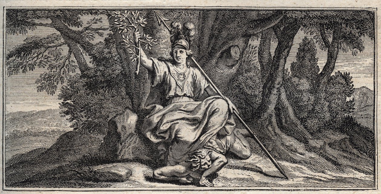 Minerva Slaming Discord - Minerva Terrassant la discorde - Gerard Edelinck metszete Daniel Halle (1614-1675) nyomán alkotó: Gérard Edelinck