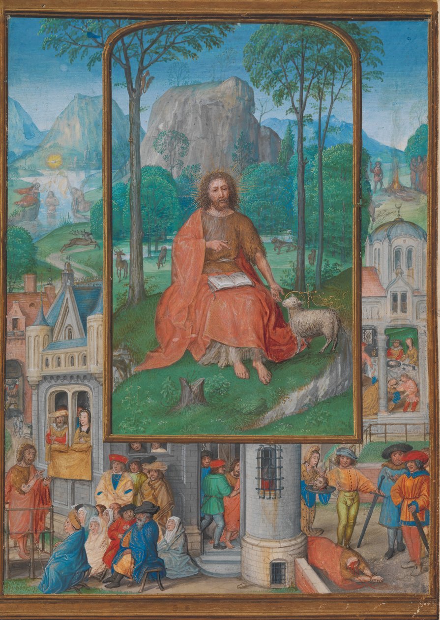 Kéziratos megvilágítás Keresztelő Szent János életéből vett jelenetekkel, kb. 1515. alkotó: Gerard Horenbout