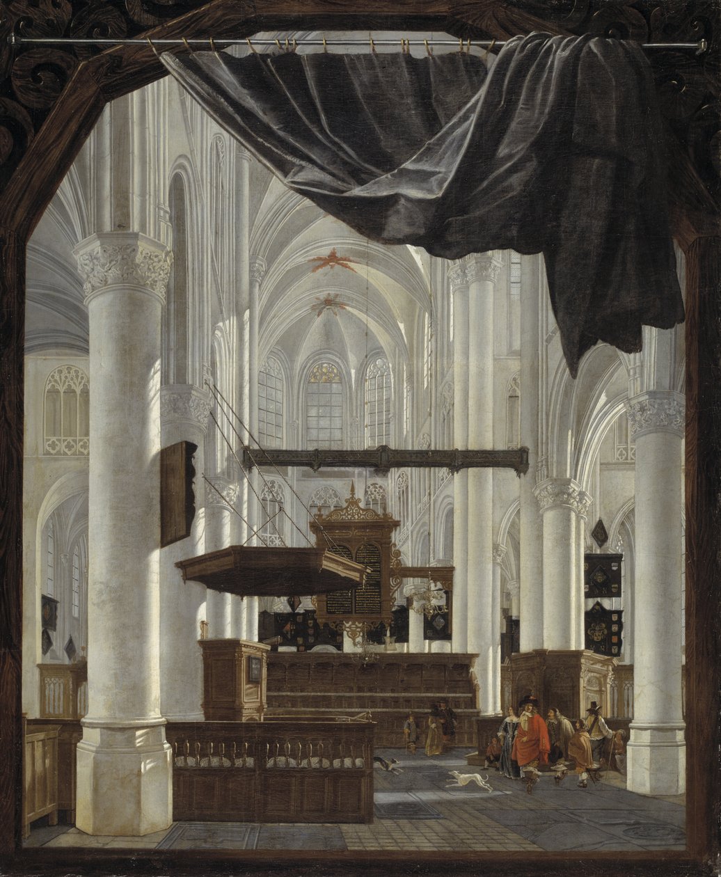 A bergeni Szent Gertrudis templom belseje op Zoomban alkotó: Gerard Houckgeest