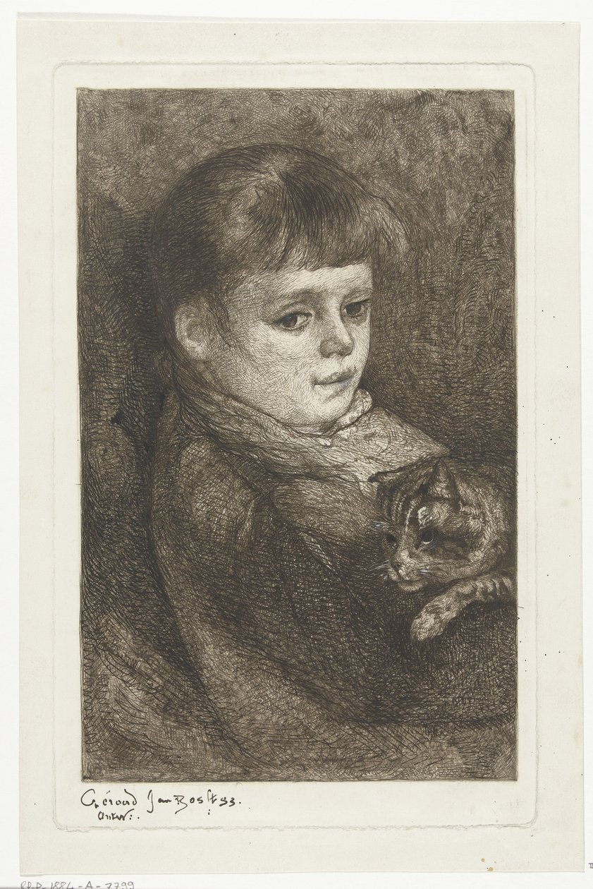 Bos Eleonóra portréja macskával alkotó: Gerard Jan Bos (signed by artist)