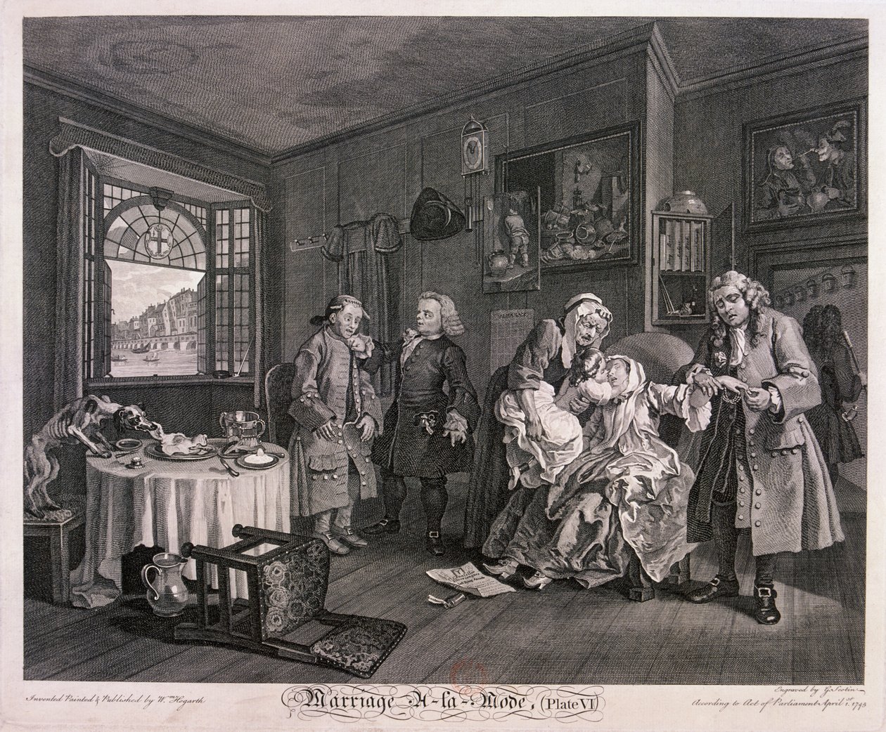 „Házasság a la mode, VI. tábla”, 1745 alkotó: Gerard Jean Baptiste Scotin