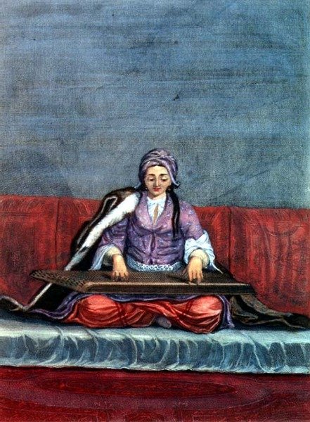 Török lány citerán, metszet: Gerard Jean Baptiste Scotin (1671-1716) (metszet) alkotó: Gerard Jean Baptiste Scotin