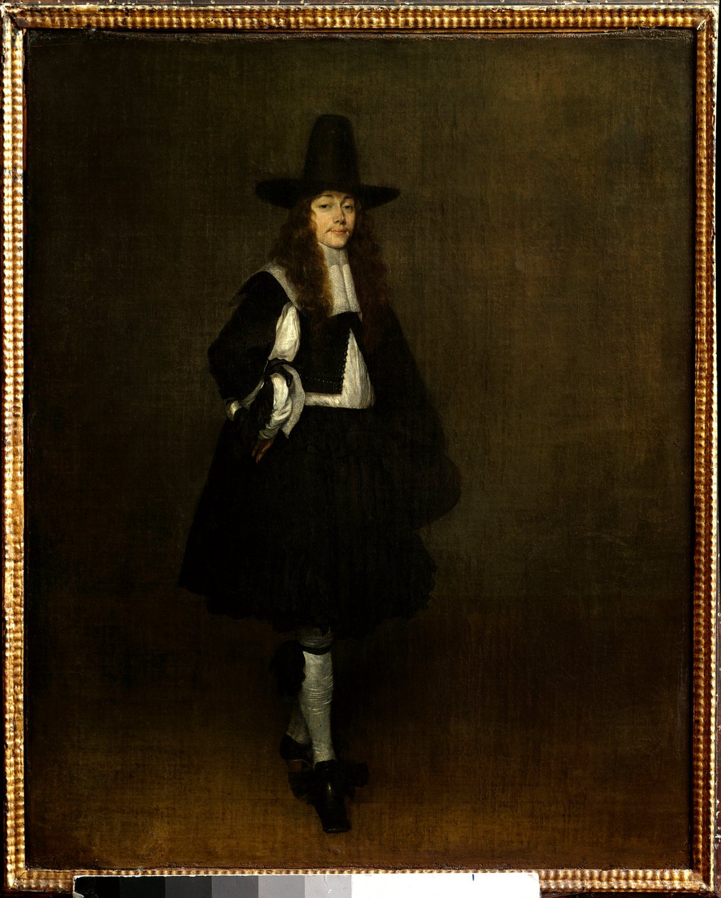 Férfi portréja fekete festményen Gerard Ter Borch (1617-1681) 17. századi V. 0,67x0,53 m Párizs, musee du Louvre - Fekete ruhás férfi portréja. Gerard Ter Borch (1617-1681) festménye alkotó: Gerard ter Borch