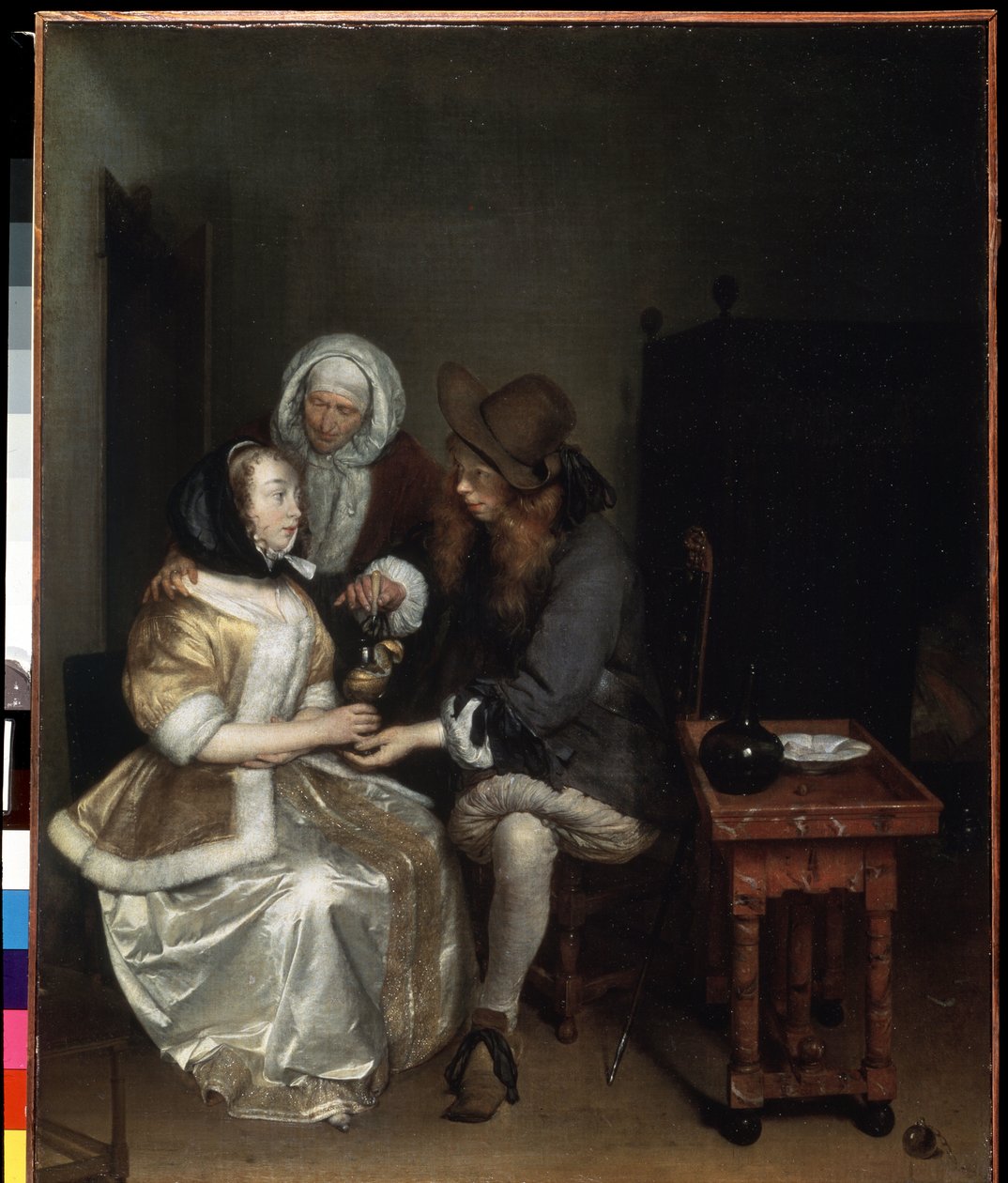 Egy pohár limonádét. Gerard Ter Borch ifjabb (1617-1681) festménye. Olaj, vászon, 67 x 54 cm, 1660 körül. Holland művészet, barokk művészet. Ermitázs Múzeum, Szentpétervár. alkotó: Gerard Terborch