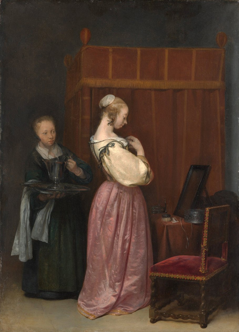 Fiatal nő van a vécéje alkotó: Gerard Terborch