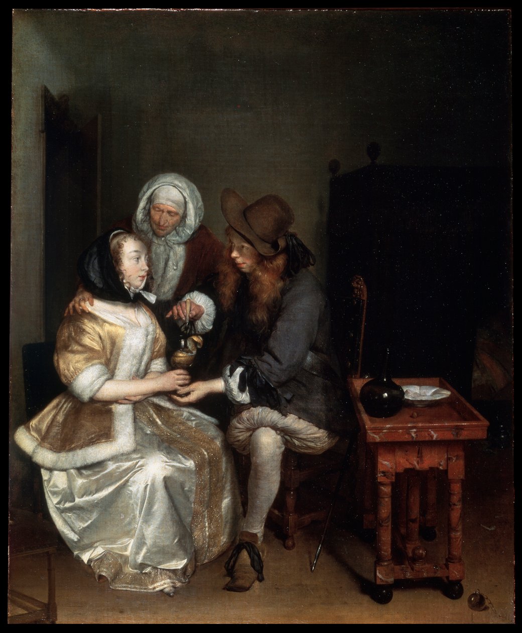 „Egy pohár limonádé”, 1660-as évek. alkotó: Gerard Terborch II