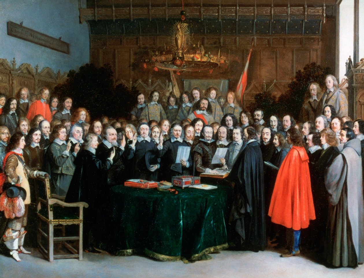 „A münsteri szerződés ratifikációs esküje”, 1648 alkotó: Gerard Terborch II