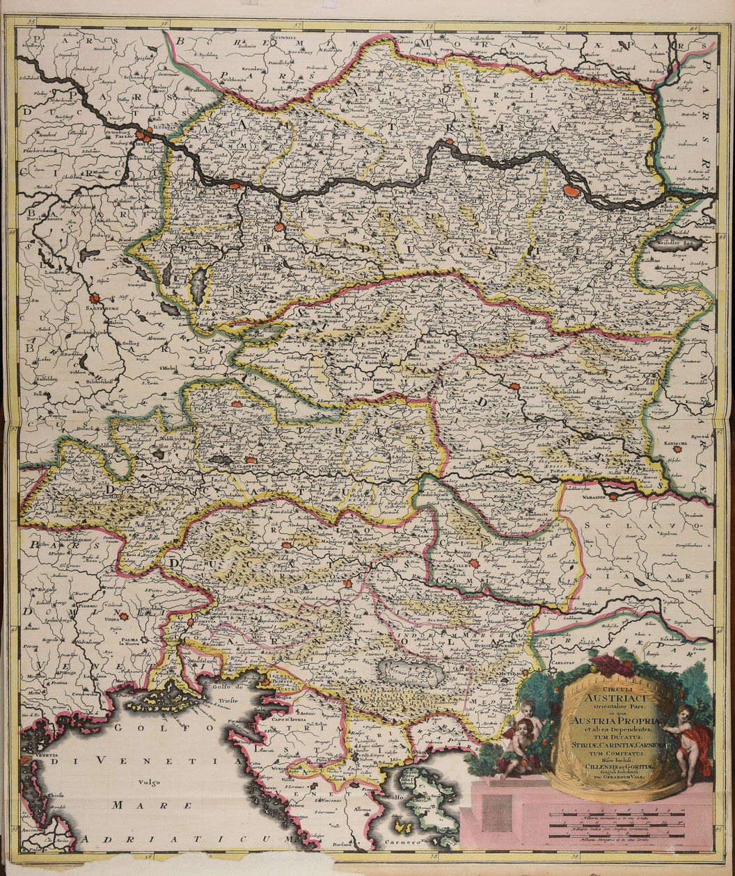Circuli Austriaci orientalior pars in qua Austria propria et ab ea dependentes tum ducatus Stiriae, Carintiae, Carniolae tum comitatus hisce inclusi Cillensis et Goritiae singuli subdivisi alkotó: Gerard Valck