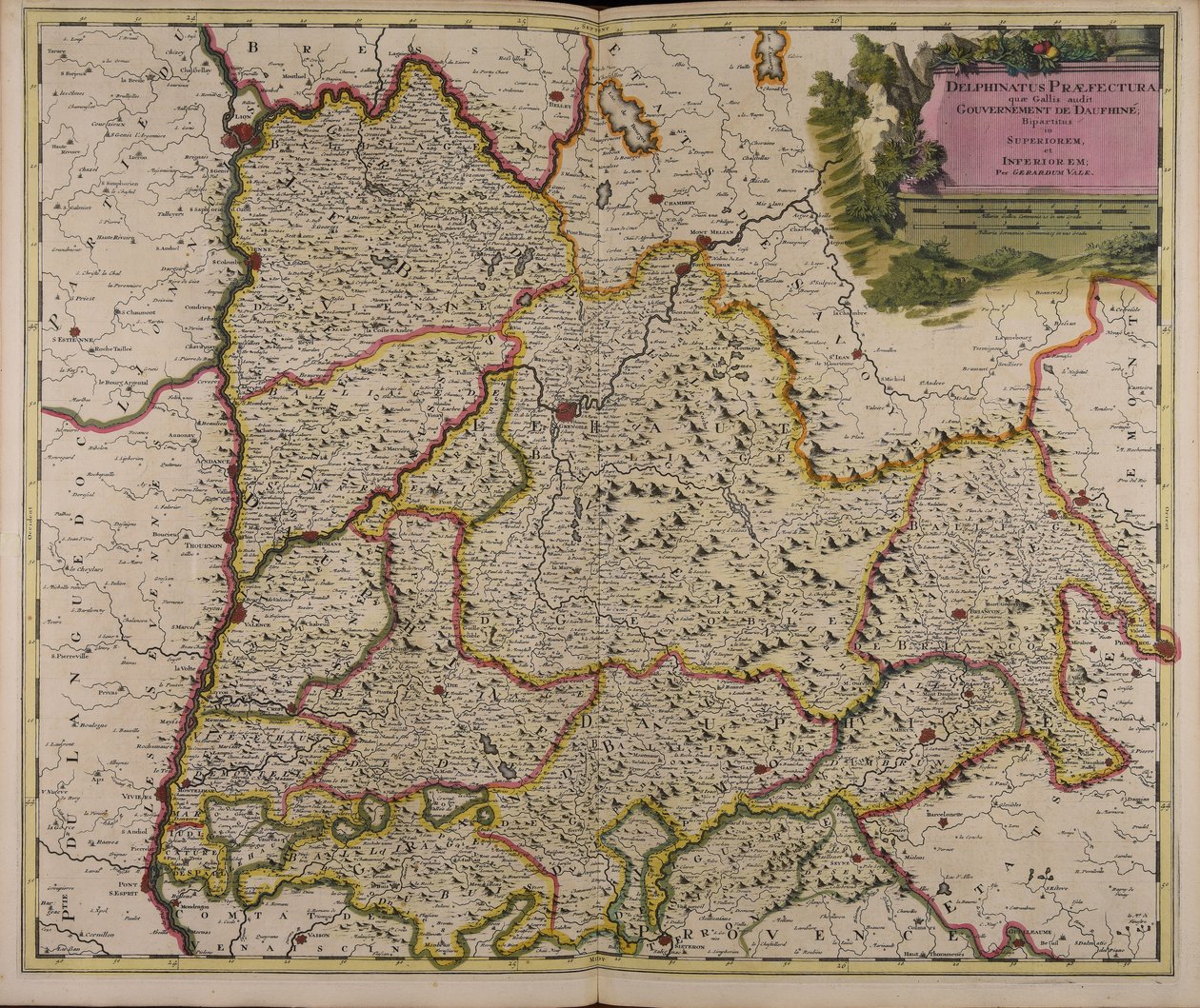 Delphinatus praefectura quae Gallis audit government of Daufhiné bipartitus in superiorem et inferiorem alkotó: Gerard Valck