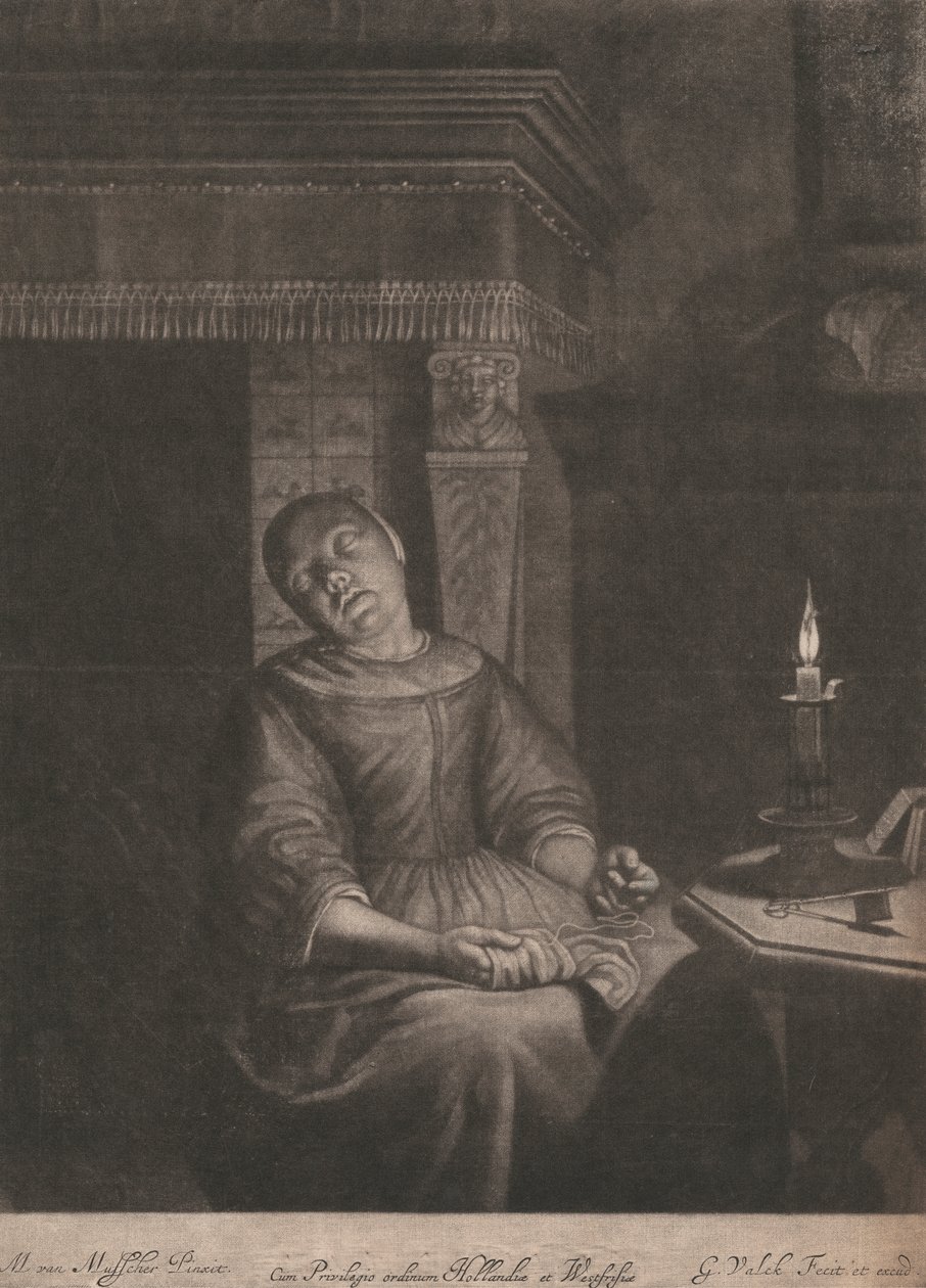Az ülő alvó varrónő alkotó: Gerard Valk