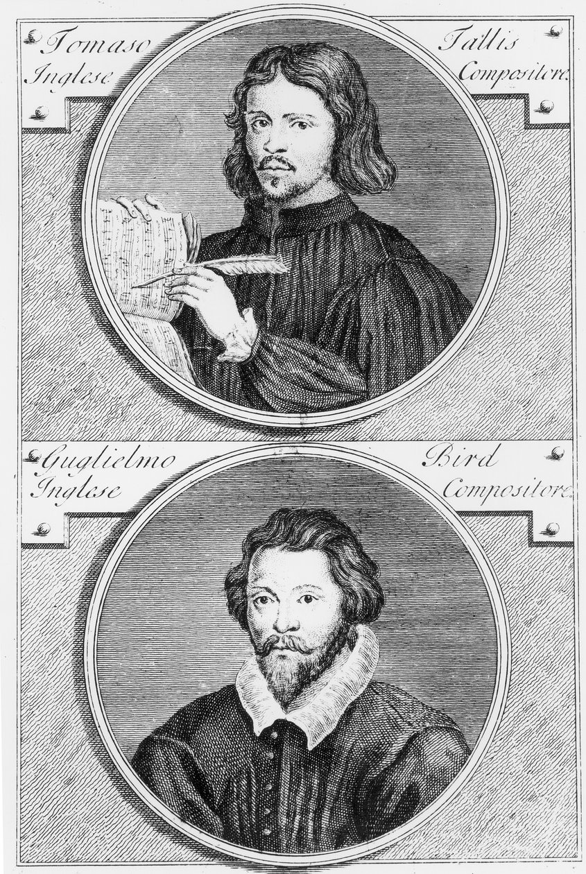 Thomas Tallis (kb. 1505-85) és William Byrd (1543-1623) Niccolo Francesco Haym (168889-kb. 1729) metszete alkotó: Gerard Vandergucht