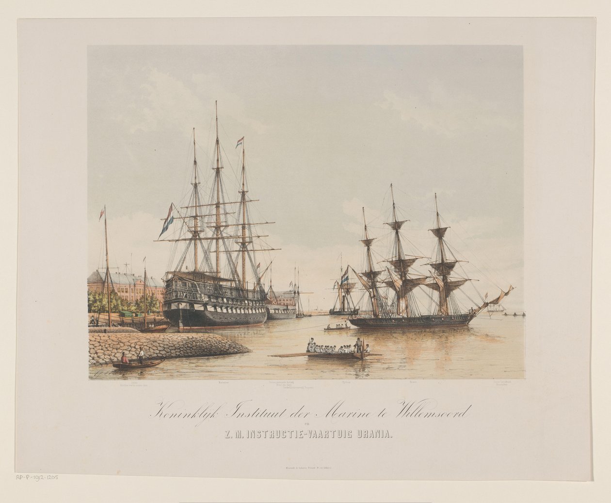 Corvette Z.M. Urania és a Z.M. Kortenaert vonal hajója A Willemsoord-i Haditengerészet Királyi Intézete és a H.M. Urania oktatóhajó (cím az objektumon) alkotó: Gerard Voorduin
