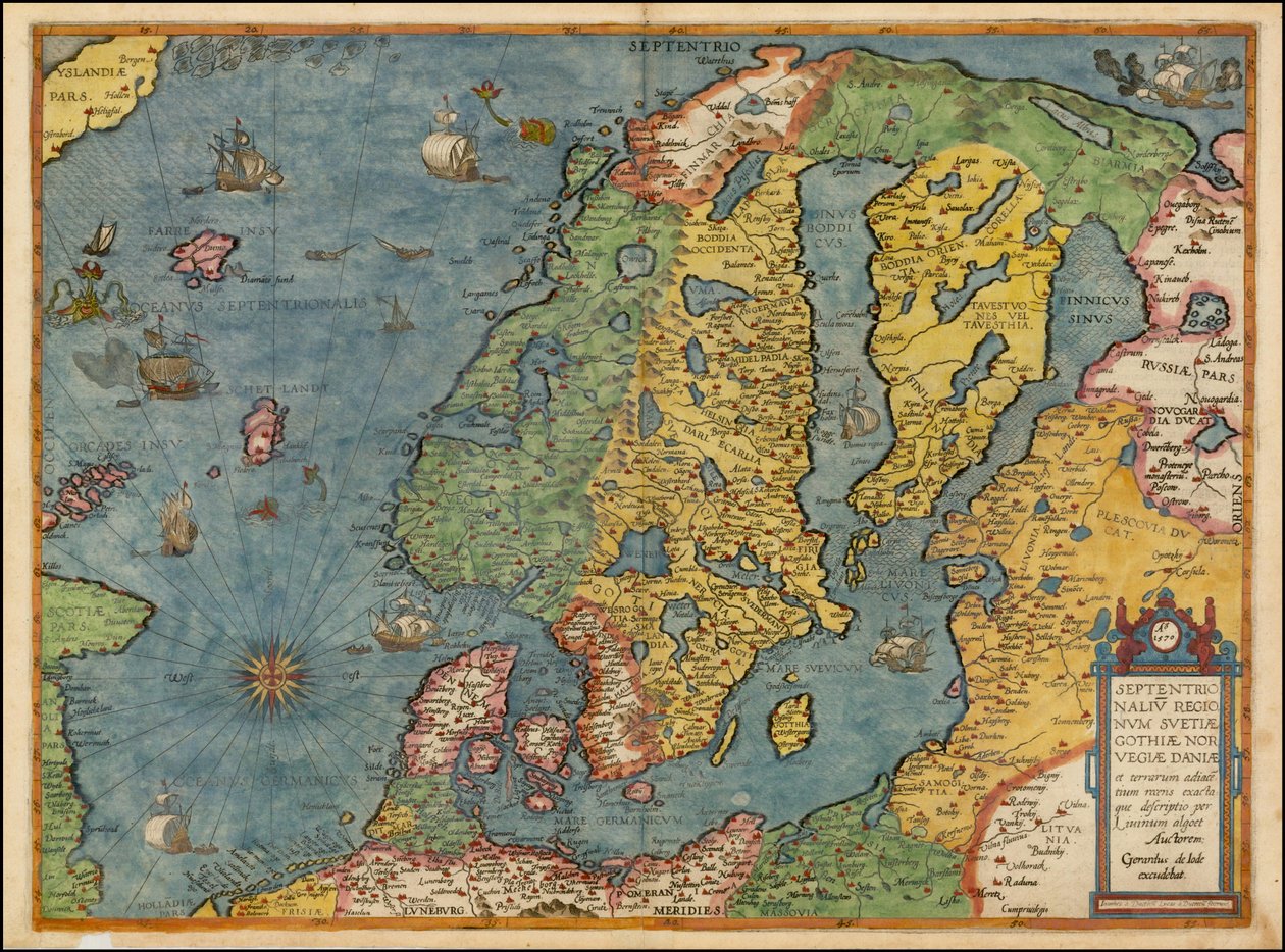 Észak-Európa 1593-as térképe Gerard de Jode-tól alkotó: Gerard de Jode