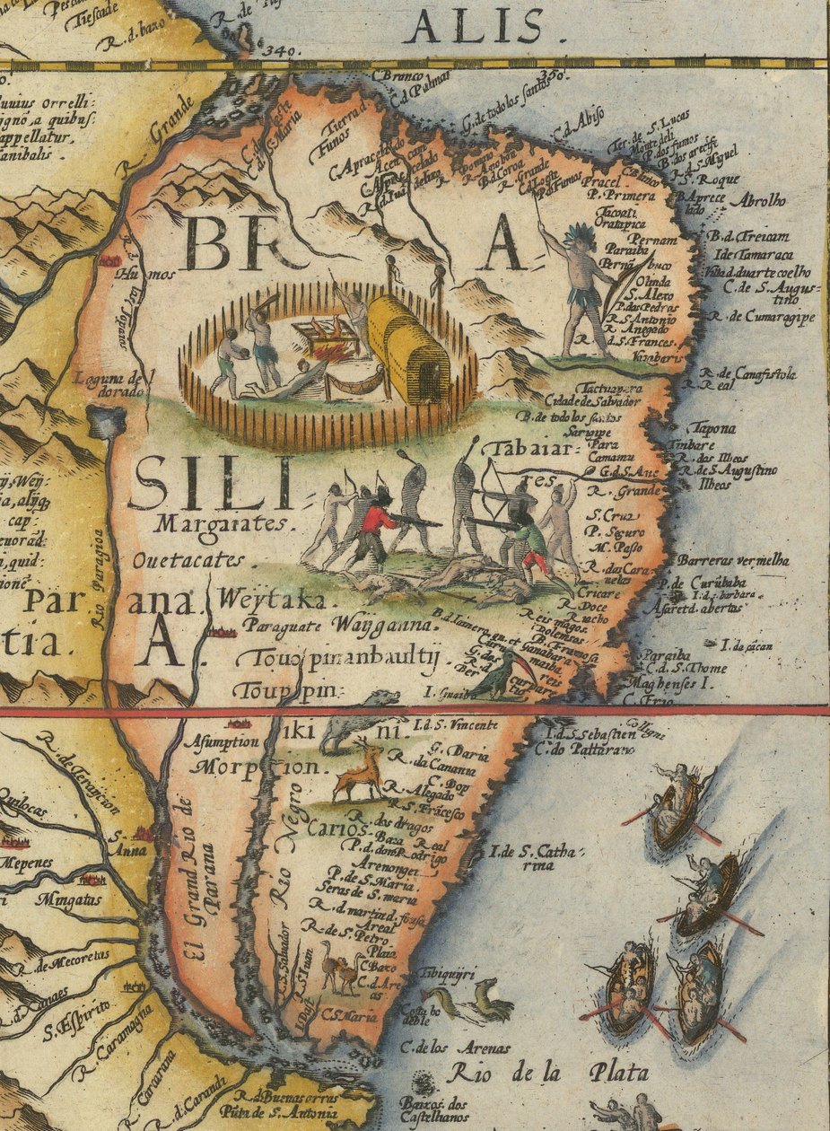 Dél-Amerika térképe, 1593 (kivágott) alkotó: Gerard de Jode