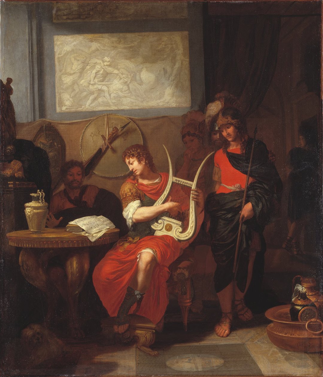 Achilles spielt die Leier bei der Ankunft der Gesandten von Agamemnon alkotó: Gerard de Lairesse