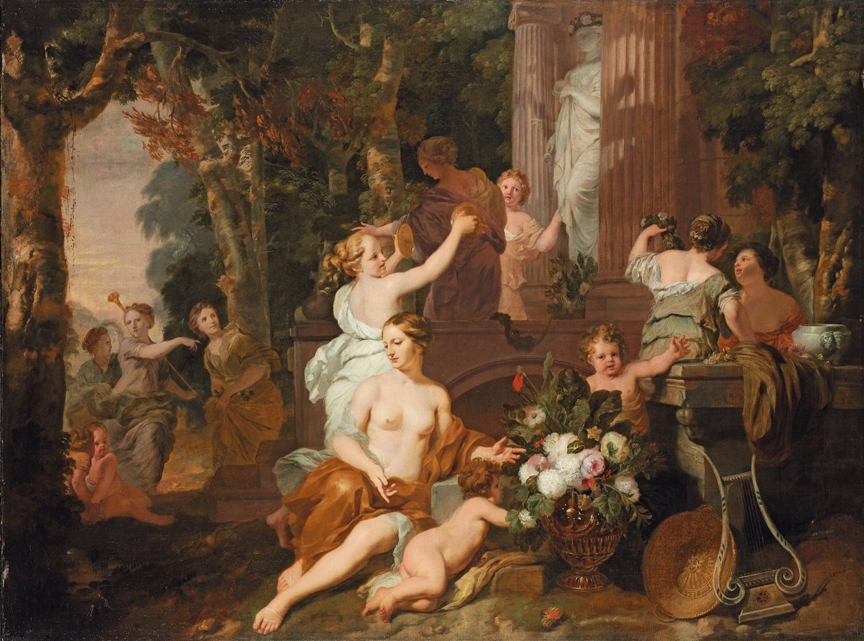 Nimfák és Bacchantes tisztelegnek Flóra templomában alkotó: Gerard de Lairesse