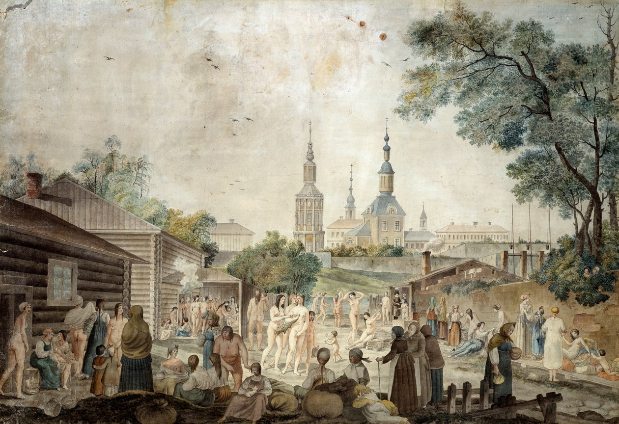 Gyógyfürdő Moszkvában, 1790 (wc papíron) alkotó: Gerard de la Barthe