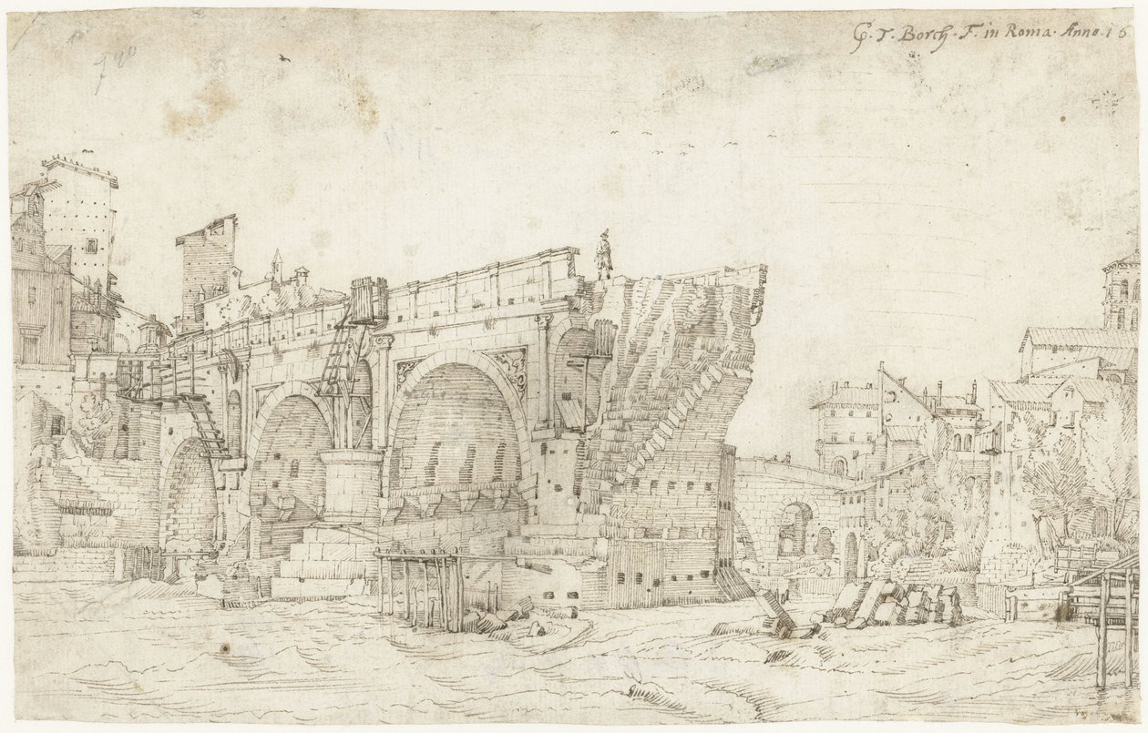 Ponte Rotto a Tiberis felett, Róma alkotó: Gerard ter Borch