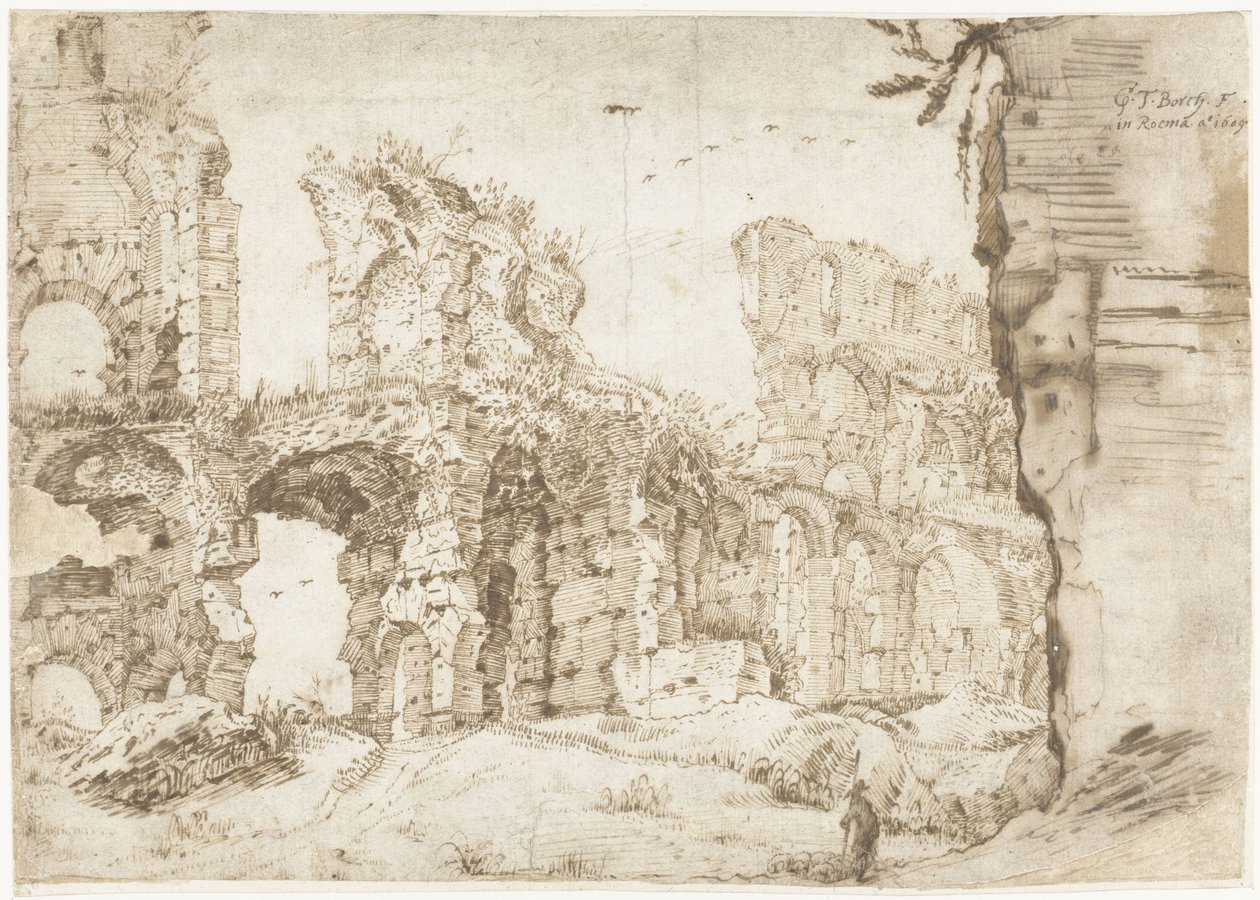 A Colosseum romjai, Róma, belülről nézve alkotó: Gerard ter Borch