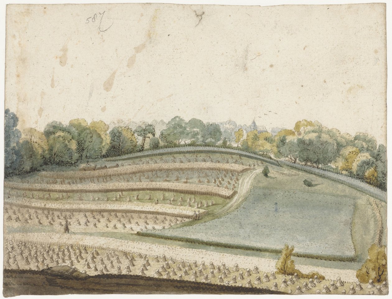 Panoráma egy hullámzó búzatáblára felülről nézve alkotó: Gerard ter Borch (I)